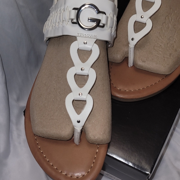 GBG Los Angeles Slingback Sandals Lovey White 8M Manmade Faux Leather - Picture 16 of 16